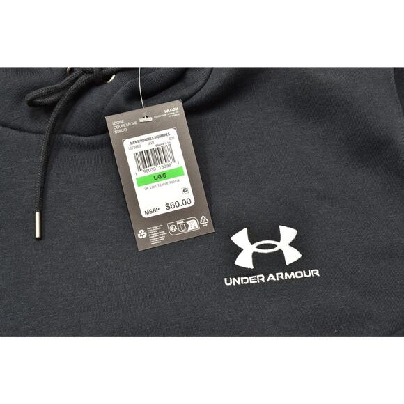 Under Armour Men's Icon Fleece Hoodie Regular Size L Black NWT Loose Fit Cotton - Picture 5 of 8